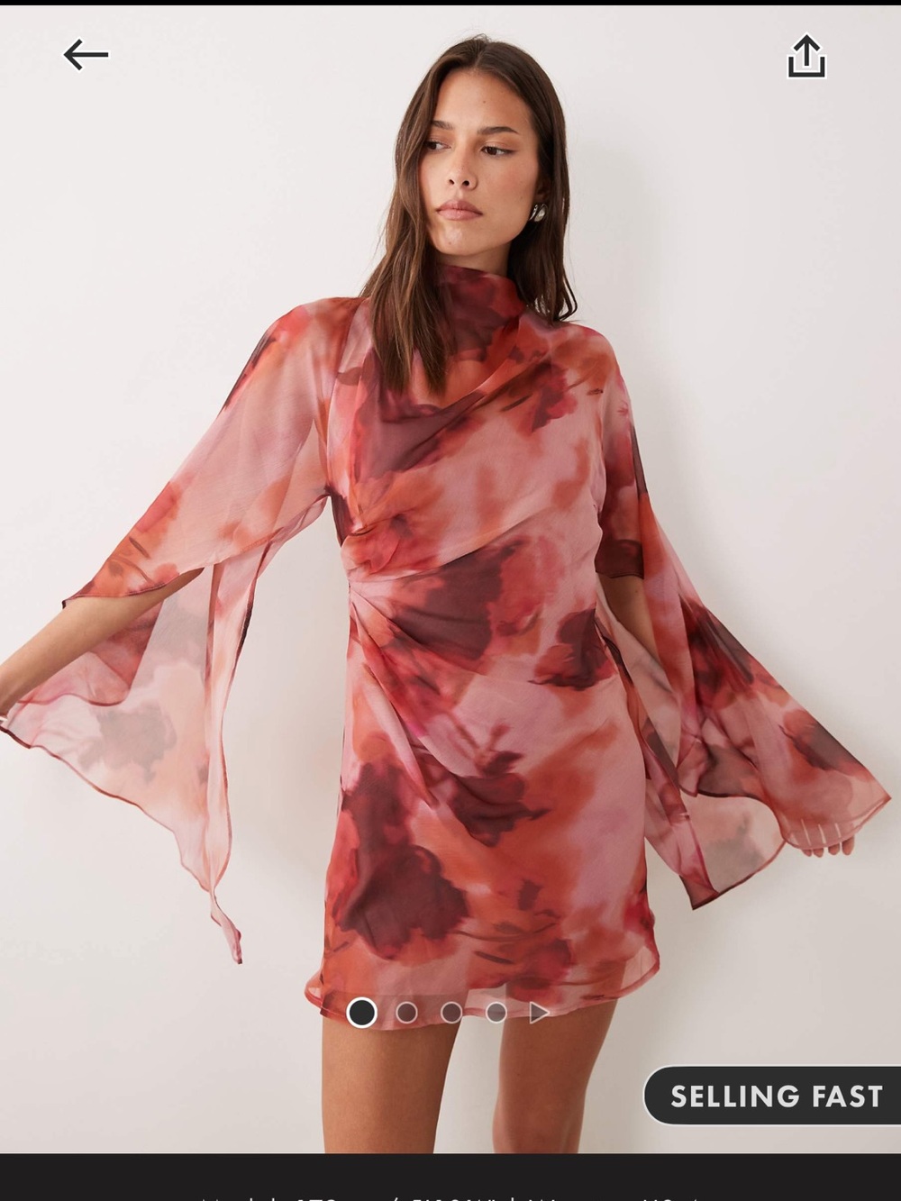 ASOS high neck drape front cape sleeve mini dress